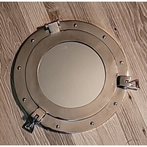 12" Porthole Mirror ~ Silver Finish ~ Nautical Maritime Decor ~Ship Cabin Window